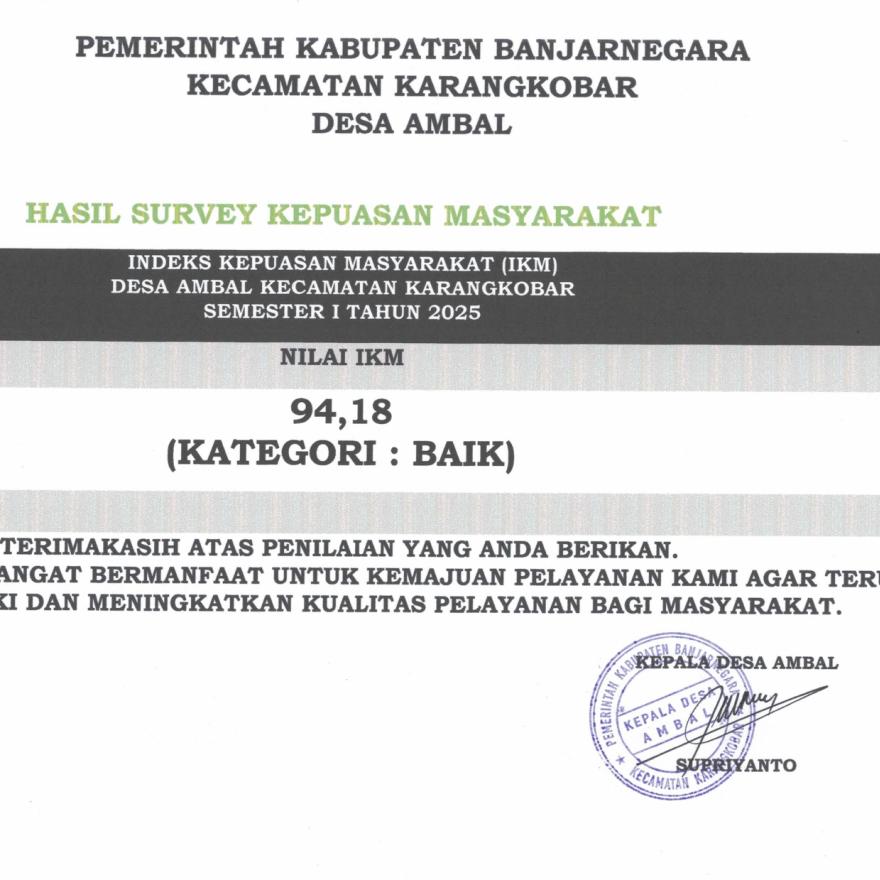 Hasil Survey Kepuasan Masyarakat Th. 2025Hasil Survey Kepuasan Masyarakat Th. 2025